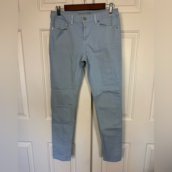 Michael Kors Light Blue Skinny Jeans Womens Size‎ 6 Mid Rise Stretch Denim - Picture 1 of 8